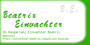 beatrix einvachter business card